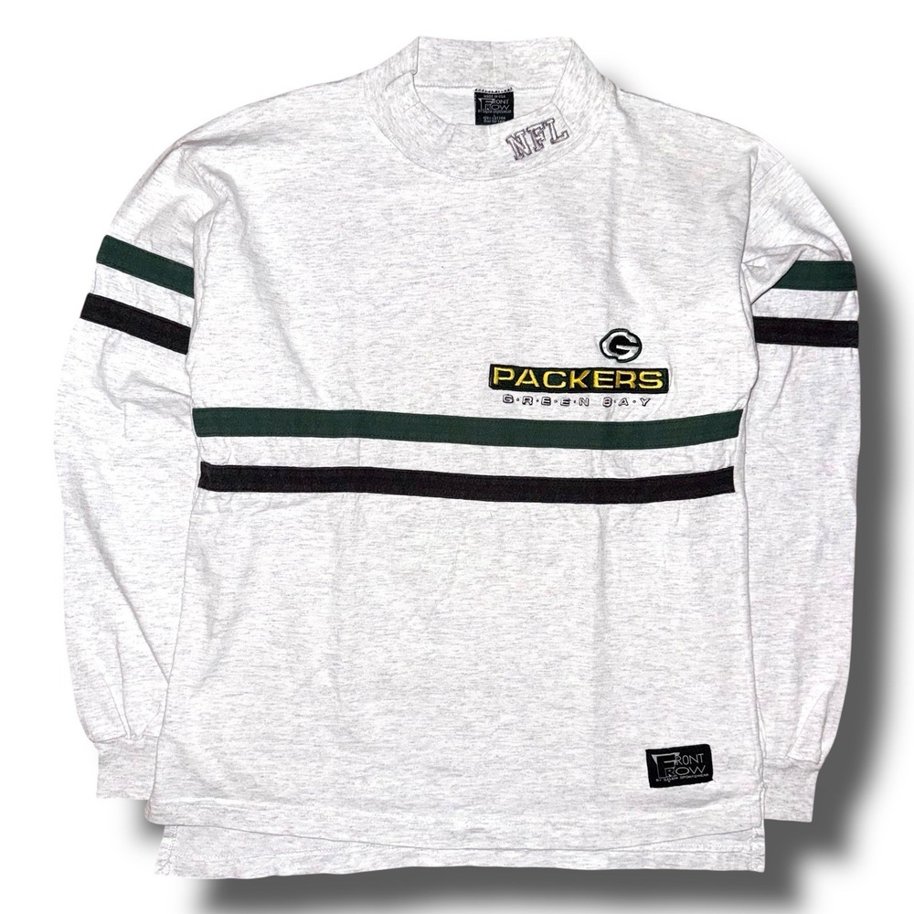 Vintage Green Bay Packers Shirt Large NFL Front Row Salem Mock Neck L/S USA Made
